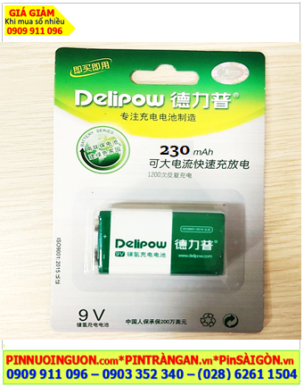 Delipow 9v230mAh; Pin sạc 9v Delipow 9v230mAh  (NiMh 9v230mAh) _Vỉ 1viên